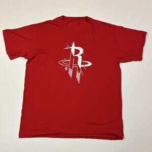 Houston Rockets Shirt Mens Size Large Red NBA Basketball Logo Tee Short Sleeve